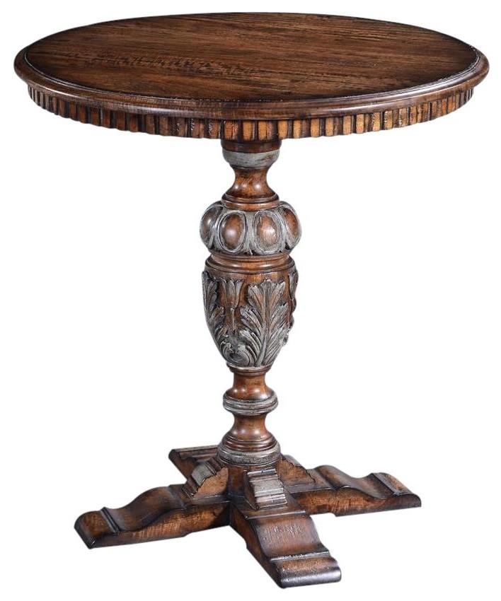 Lamp Table Round Belgium Carved Pedestal Swedish Moss Accents  Rustic   Victorian   Side Tables And End Tables   by EuroLuxHome  Houzz