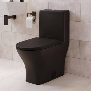 Swiss Madison Sublime II 1-Piece 1.11.6 GPF Toilet Dual Flush Round Toilet in Matte Black Seat Included SM-1T257MB