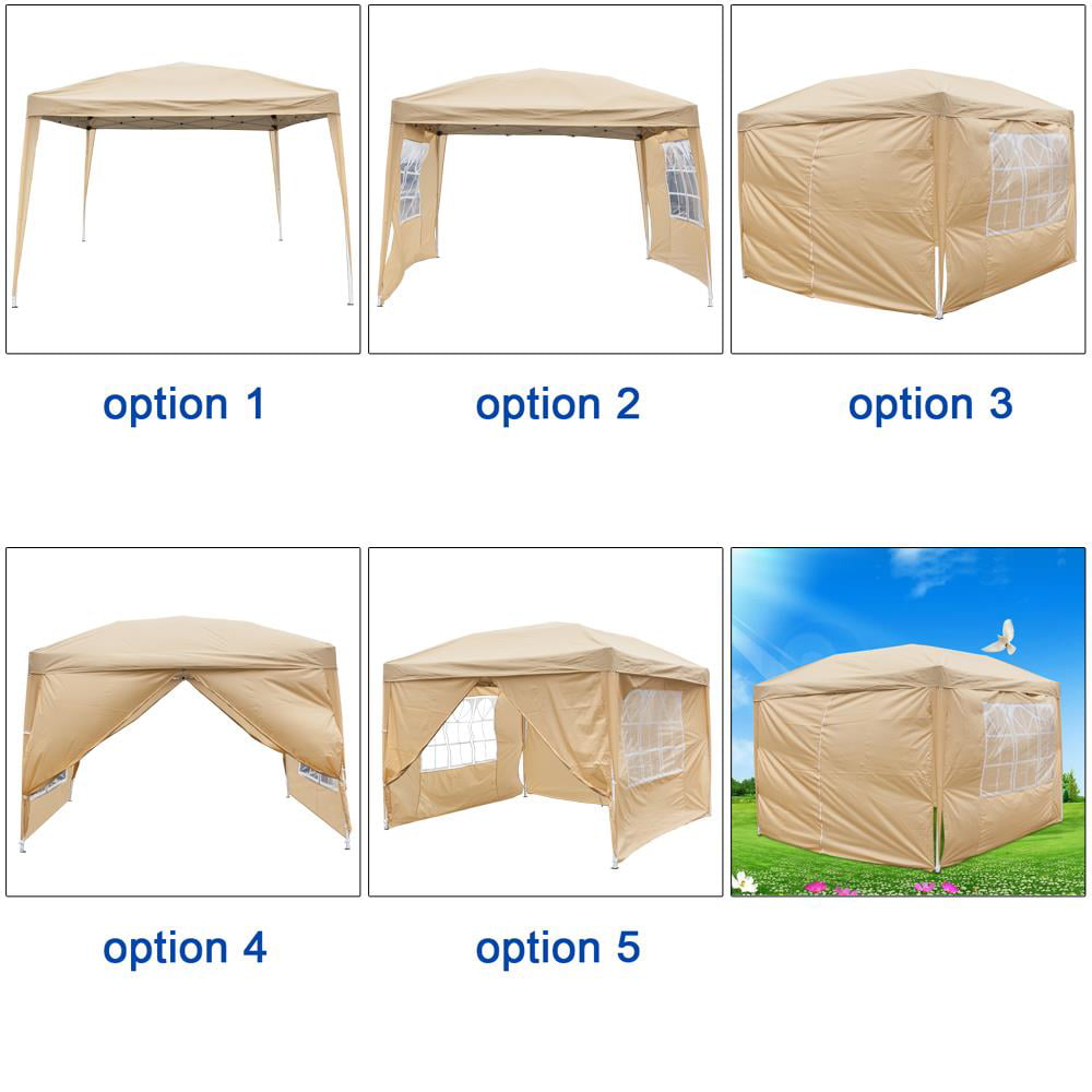 UBesGoo 10'x 10' Khaki EZ Pop UP Party Tent Outdoor Canopy Folding Gazebo W/Carry Bag | Khaki