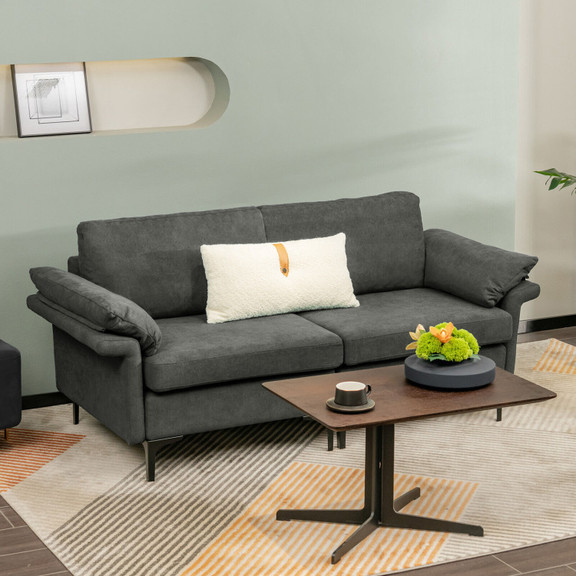 Costway 37821496 Modern Fabric Loveseat Sofa for w...