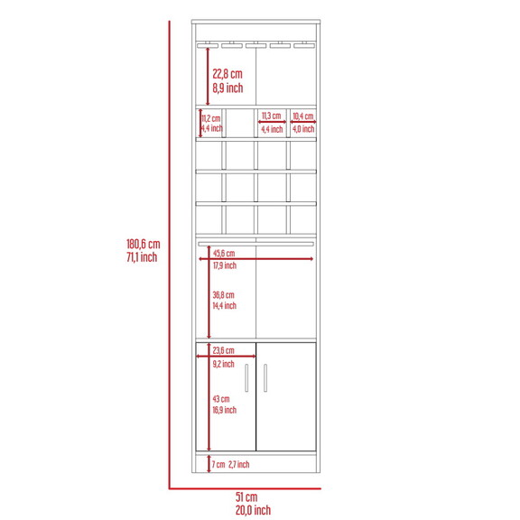 Wolcott 16 Bottle 1 Shelf Bar Cabinet Smokey Oak B...