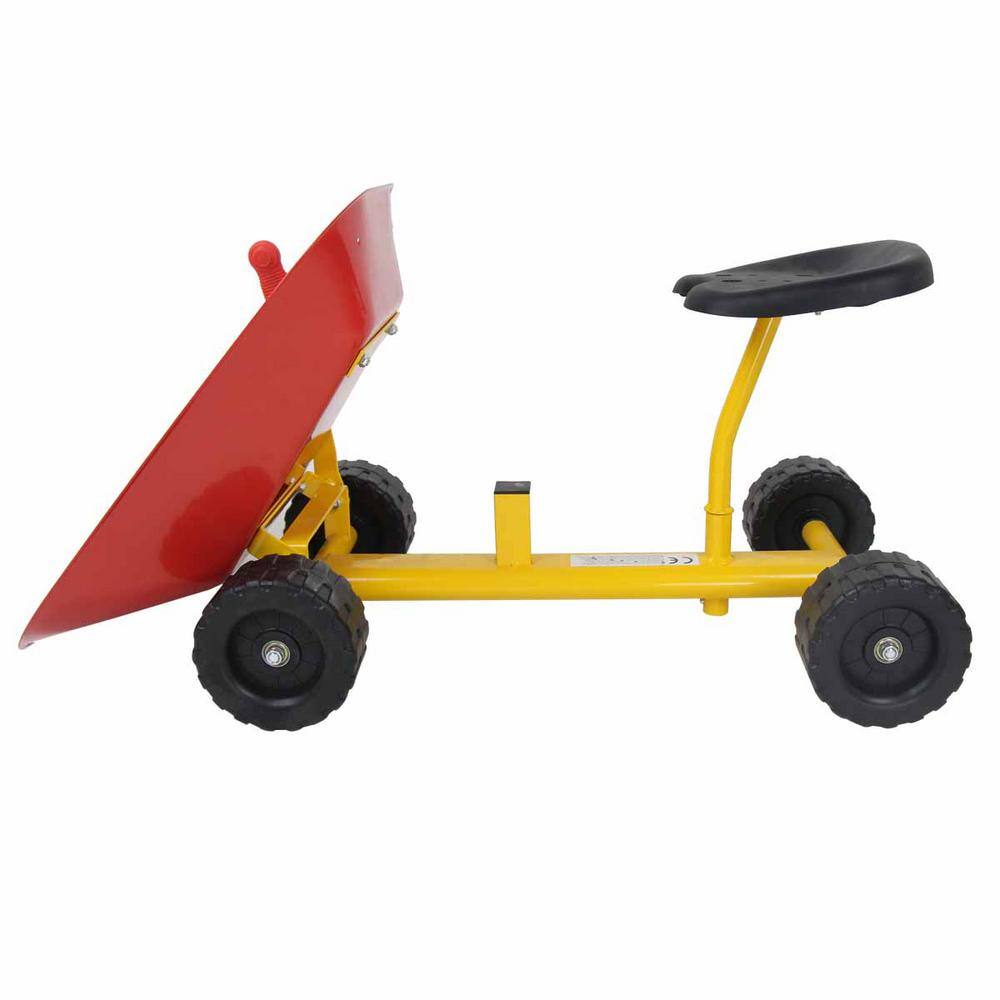 HONEY JOY Sand Dumper Kid Ride On Sand Digger Heavy-Duty Digging Scooper 4-Wheel Toy Red TOPB001523