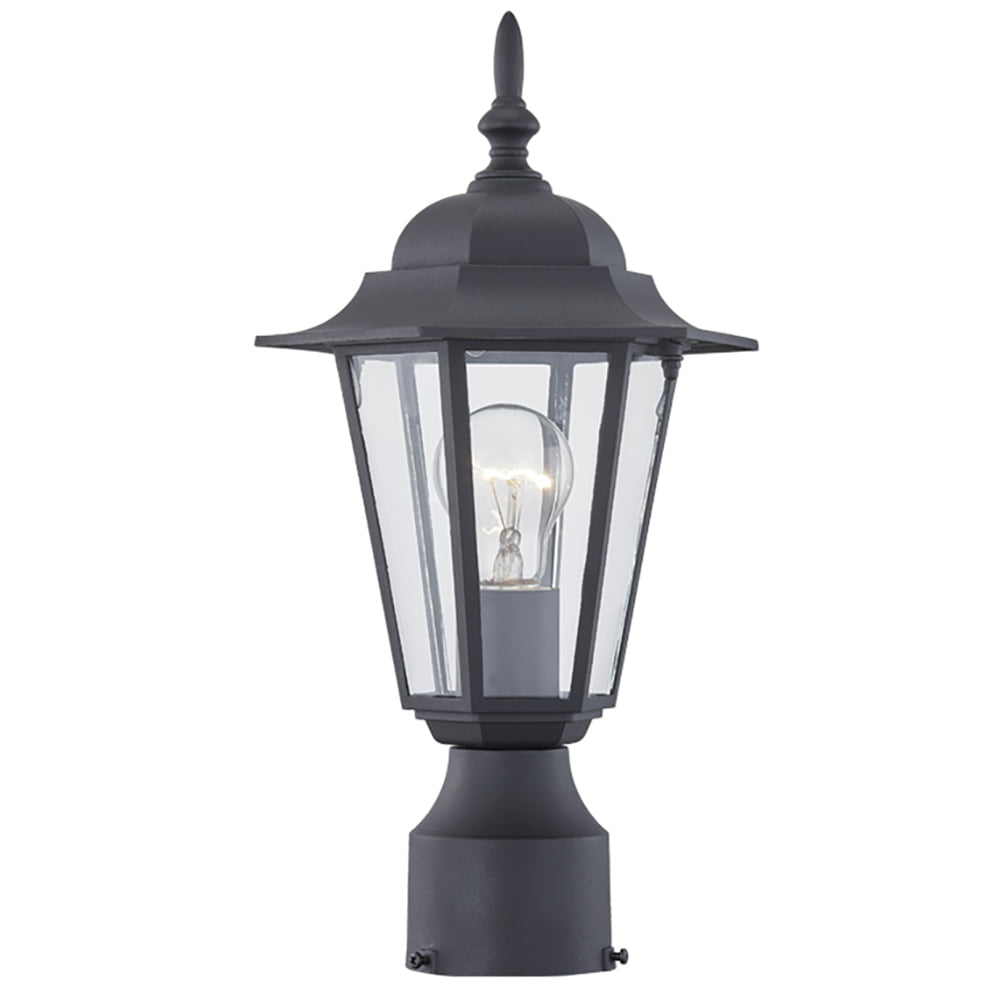 Uixe Post Light Fixture， Black Exterior Pole Lantern for Garden