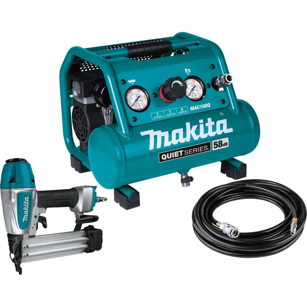 Makita 1 Gallon Compact Air Compressor and 18 Gauge Brad Nailer Combo Kit MAC100QK1 from Makita