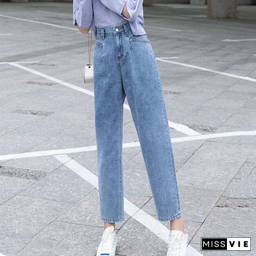 Woman Jeans High Waist Clothes Wide Leg Denim Clothing Blue Streetwear Vintage Quality Fashion Harajuku Straight Pants