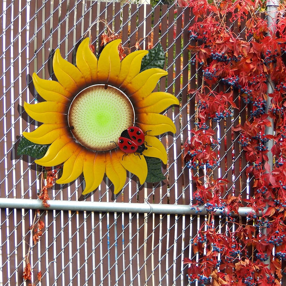 Sunflower Metal and Glass Outdoor Wall Decor