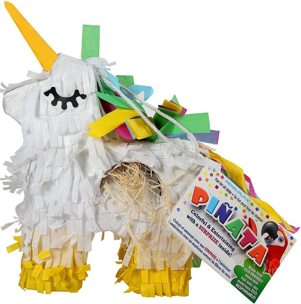 Bird Life Unicorn Pinata Bird Toy， Assorted Colors