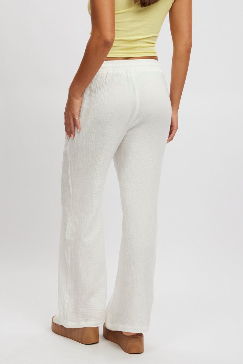 White Wide Leg Pants Elasticated Waist
