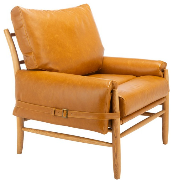 Oslo Mid Century Arm Chair Caramel/Natural Safavieh   Midcentury   Armchairs And Accent Chairs   by HedgeApple  Houzz