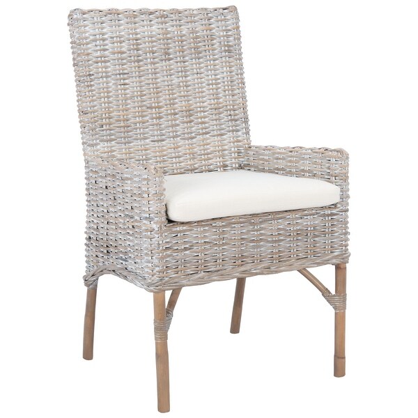 SAFAVIEH Nancy Coastal Rattan Accent Chair with Cushion - 18.5