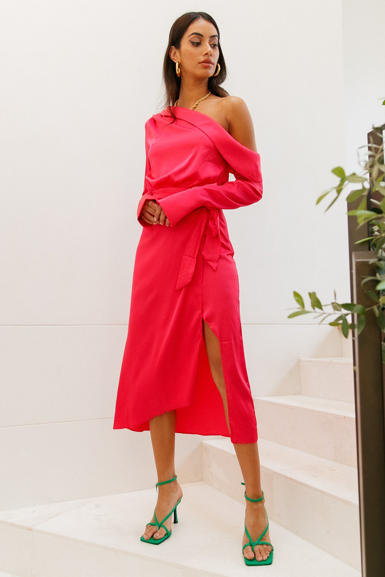 Love On Top Midi Dress Fuchsia