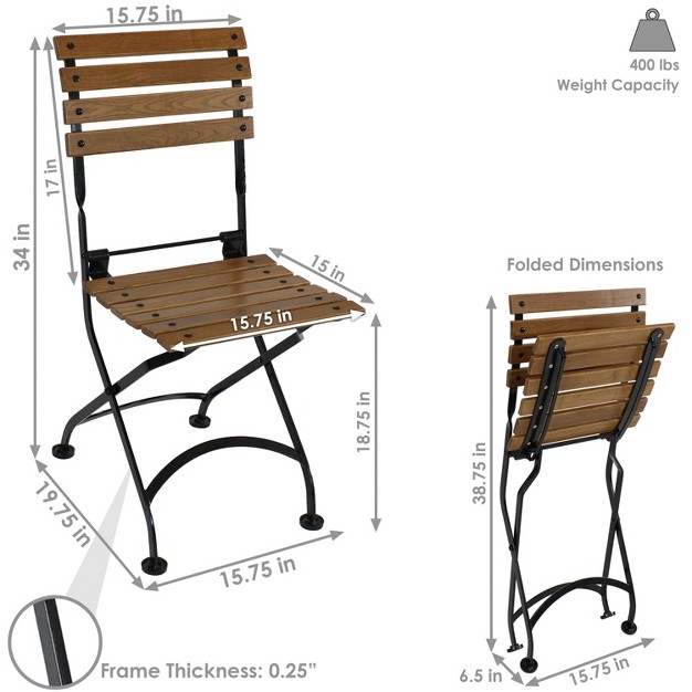 Sunnydaze Indoor outdoor Patio Or Dining Chestnut Wooden Folding Bistro Arm Chair Brown