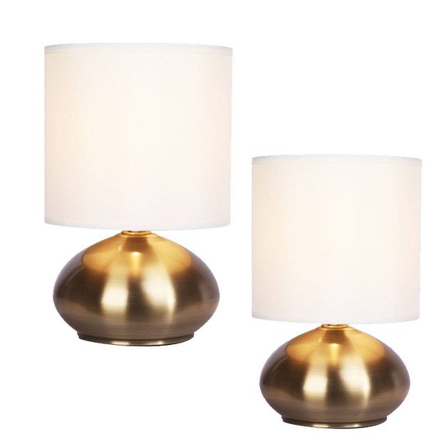 2pk Matching Small Touch Table Lamp Set Gold Cresswell Lighting