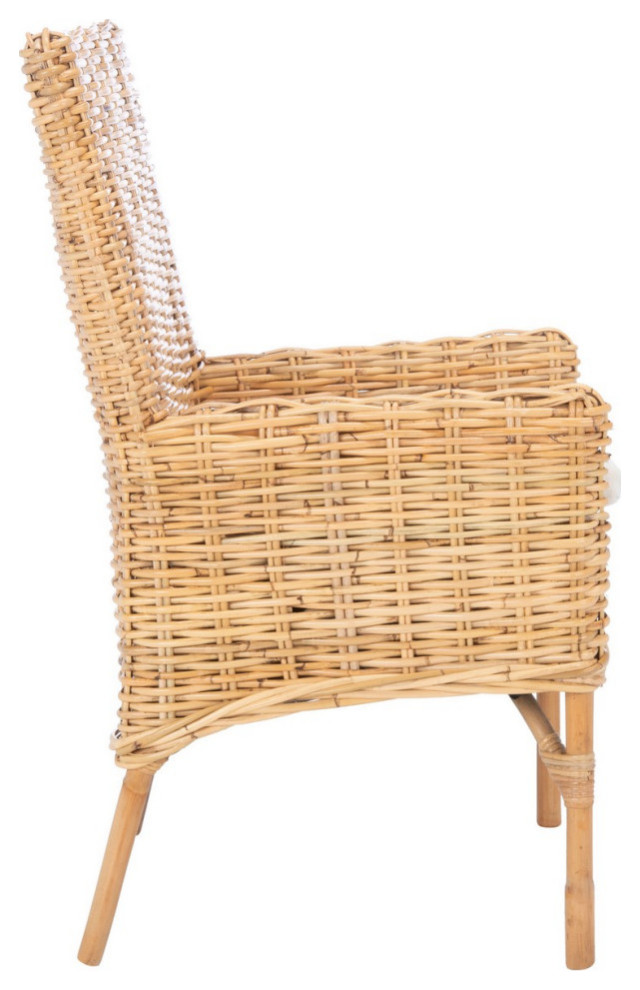 Clancy Rattan Accent Chair With Cushion Natural   Modern   Armchairs And Accent Chairs   by Virgil Stanis Design  Houzz