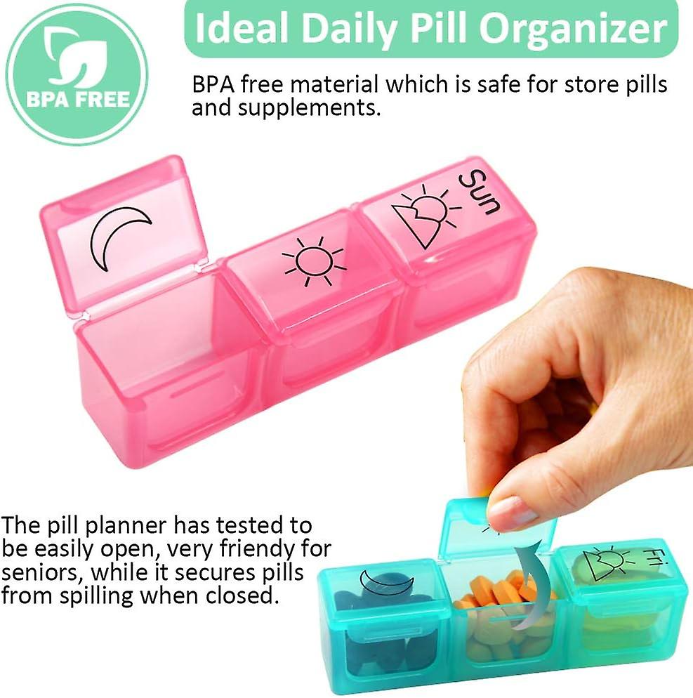 Weekly Pill Organizer 3-times-a-day Pill Box 7 Day Pill Holder Large Compartments Moisture-proof Pill Case Medication Reminder Portable Container For