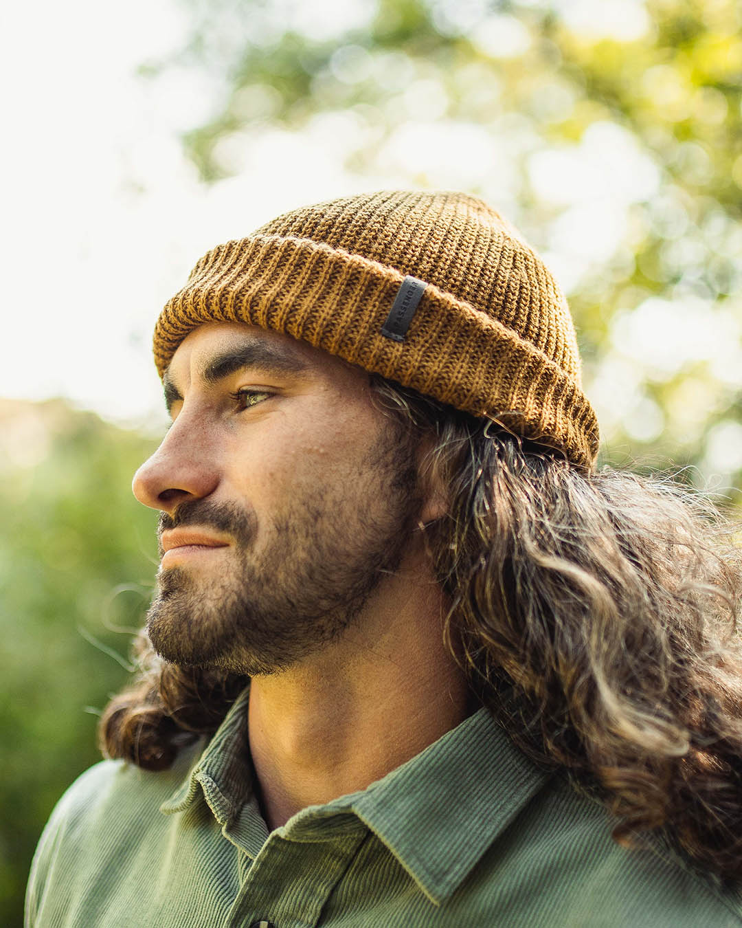 Compass Recycled Acrylic Beanie - Golden Brown