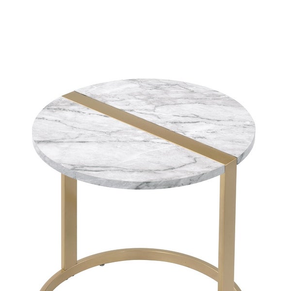 Furniture of America Vannen Contemporary 18-inch Faux Marble Side Table