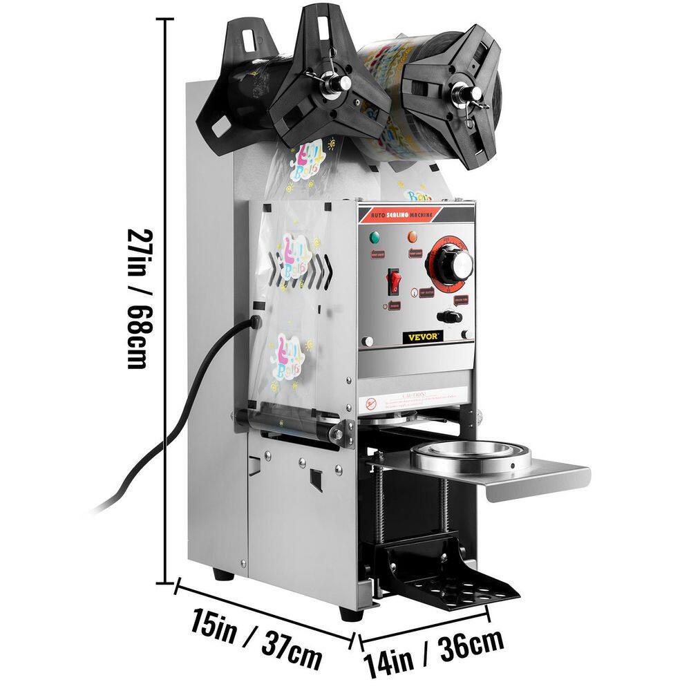 VEVOR Semi-automatic Cup Sealing Machine 300-500 Cup per Hour 9095 mm Cup Diameter Tea Cup Sealer Machine with Control Panel NFKWY-680110VHXW1V1