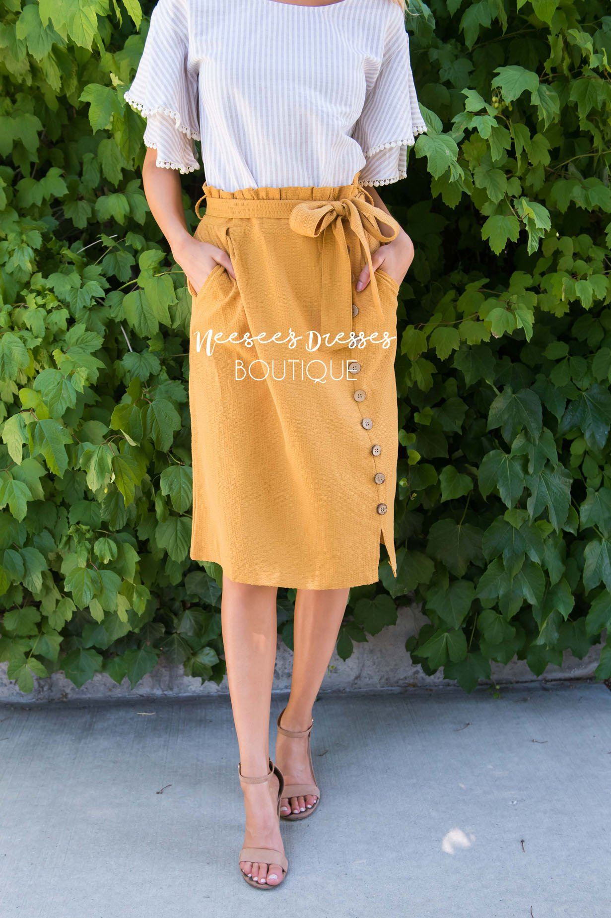 Lets Meet For Brunch Button Skirt