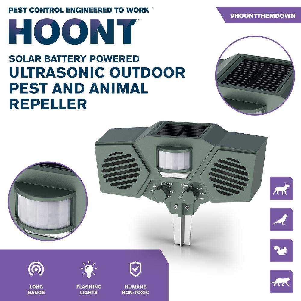 HOONT Solar Powered Motion Activated Ultrasonic Deer and Pest Repeller CY- H922