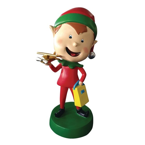 4.5' Red and Green Elf with Plane Figurine