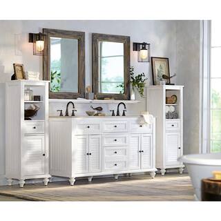 Home Decorators Collection Hamilton 61 in. W x 22 in. D Double Bath Vanity in Ivory with Granite Vanity Top in Gray 10806-VS61H-DW