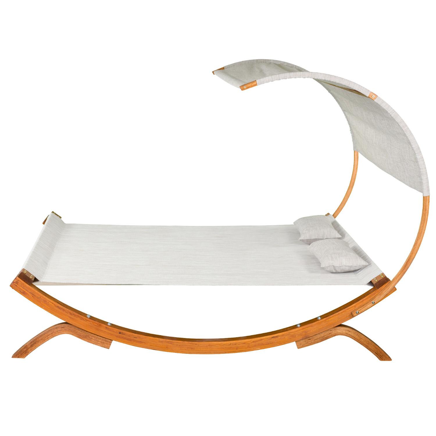 Leisure Season Wood Patio Sunbed With Canopy