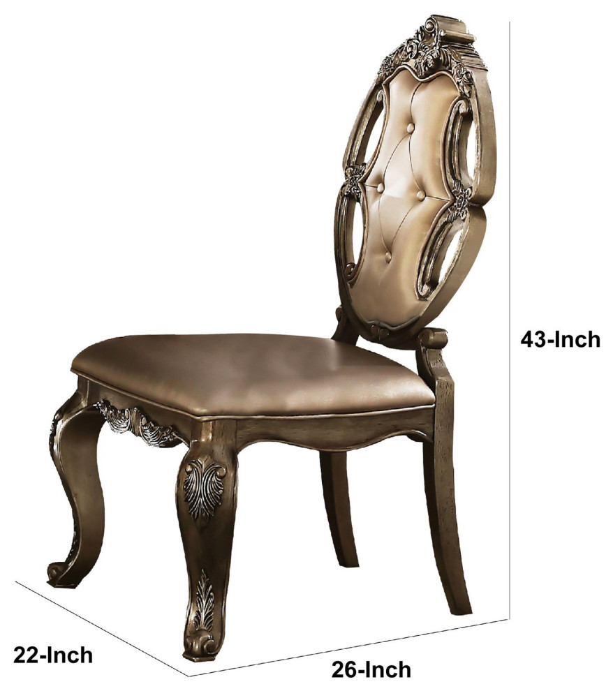 Unique Dining Chair  Elegant Design With Intricate Carving  ampGold PU Seat/Back   Victorian   Dining Chairs   by Decor Love  Houzz