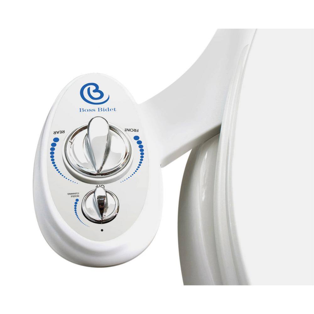 Boss Bidet Non-Electric Luxury Toilet Bidet Attachment Water Sprayer Dual Nozzle White and Blue Boss Bidet Luxury White