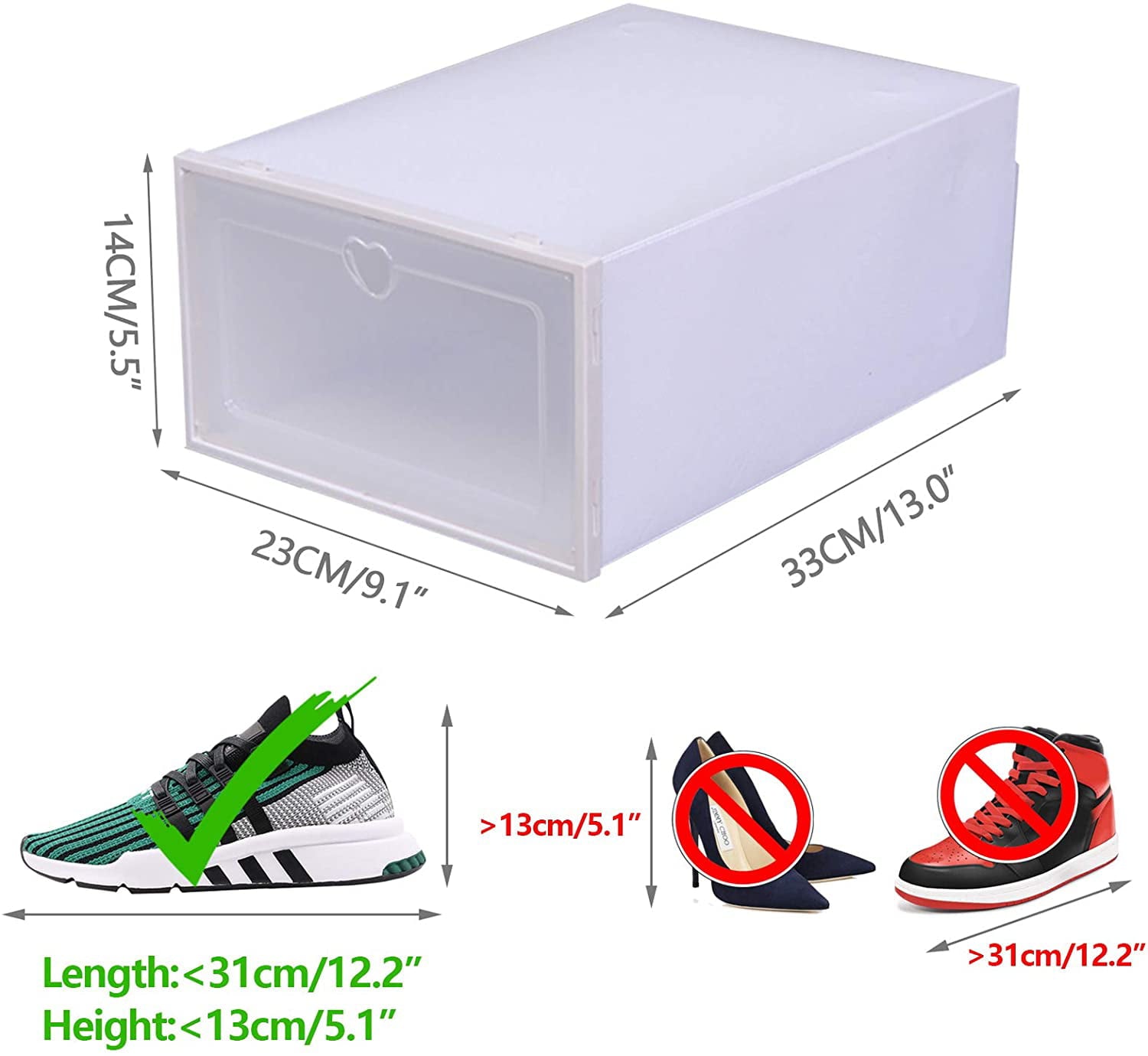 TFCFL 20pc Foldable Plastic Transparent Shoe Box Storage Clear Organizer Stackable Box