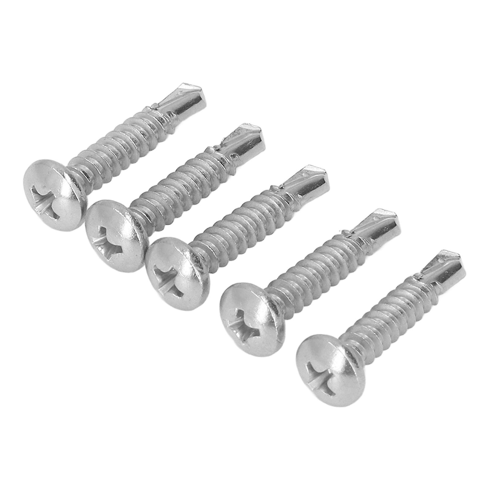 100Pcs Self Drilling Screw Round Head 304 Stainless Steel Fasteners for Wood Work M4.8x25