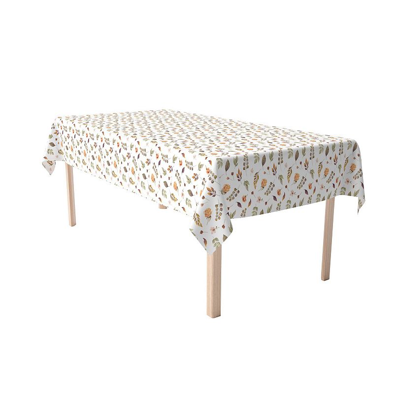 Rectangular Tablecloth， 100% Cotton， 60x84， Falling Leaves and Flowers