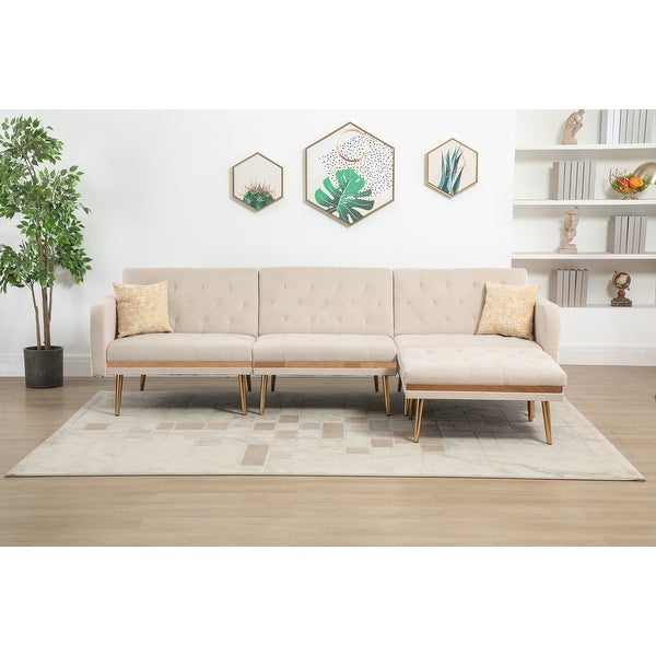 3-Seat Sectional Sofa Set Convertible Sleeper Sofa， Living Room Accent Sofa with Ottoman