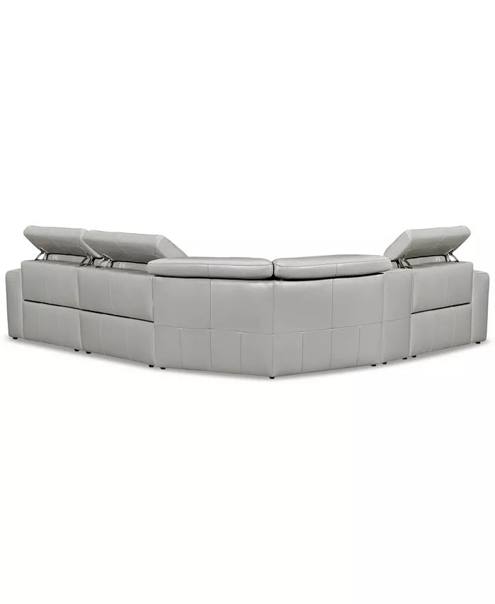 Furniture CLOSEOUT! Haigan 5-Pc. Leather L Shape Sectional Sofa with 3 Power Recliners