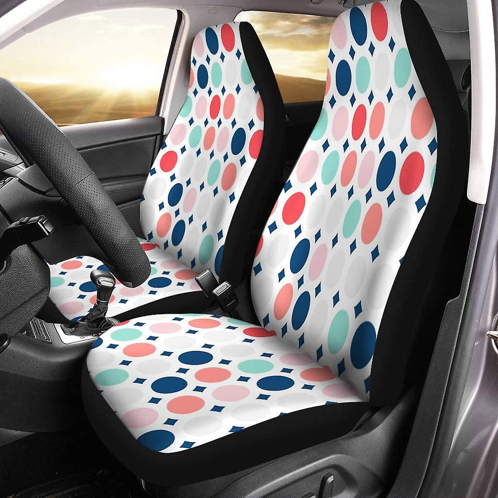 Set Of 2 Car Seat Covers Colorful Polka Dot Universal Auto Front Seats Protector Fits For Car，suv Sedan，truck D---45372