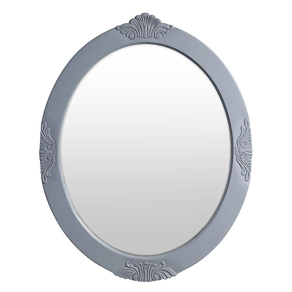 Home Decorators Collection 30 in. W x 38 in. H Framed Oval Beveled Edge Bathroom Vanity Mirror in antique gray BF-27006-AG