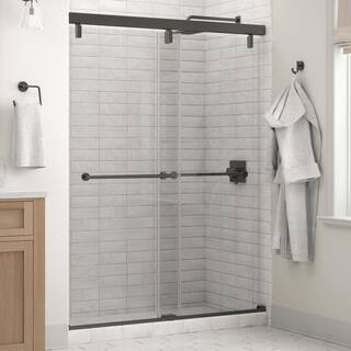 Delta Everly 60 x 71-12 in. Frameless Mod Soft-Close Sliding Shower Door in Bronze with 14 in. (6mm) Clear Glass SD3442092