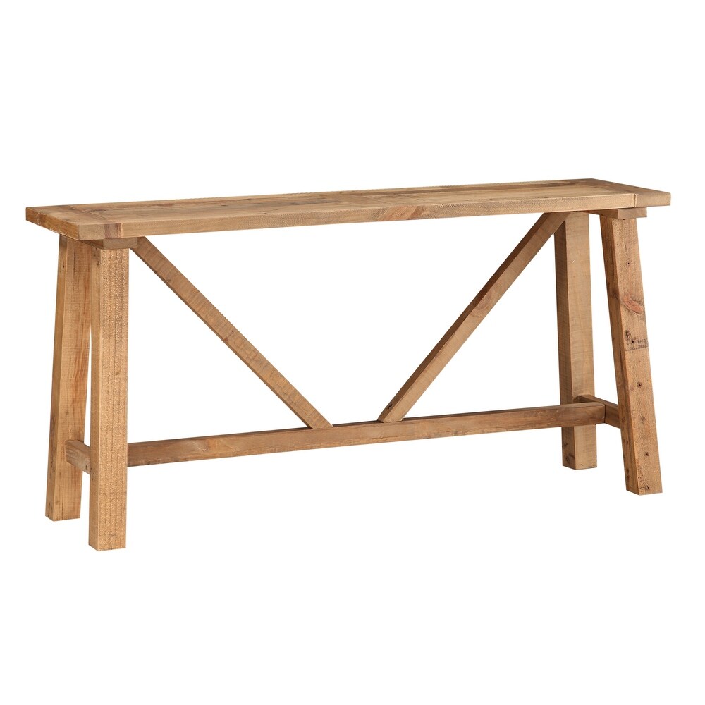 Pine Console table with Trestle Reinforced Sawhorse Base  Brown   16\