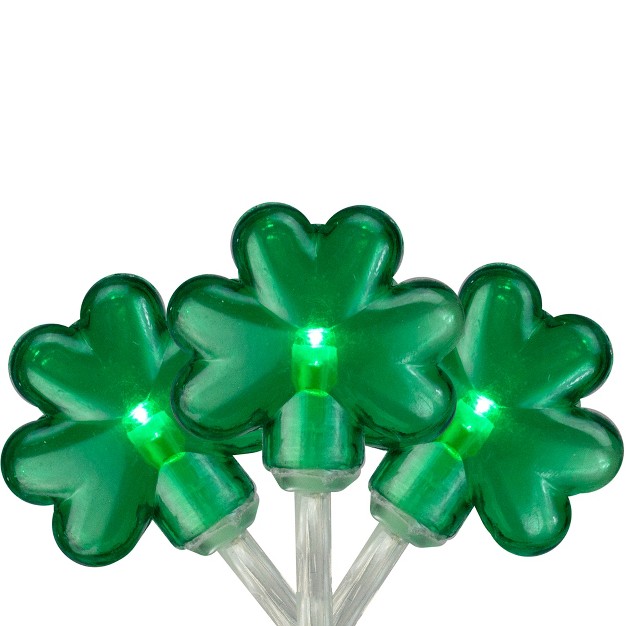 Northlight 20 count Green Led Mini St Patrick x27 s Day Shamrock Lights 7ft Clear Wire