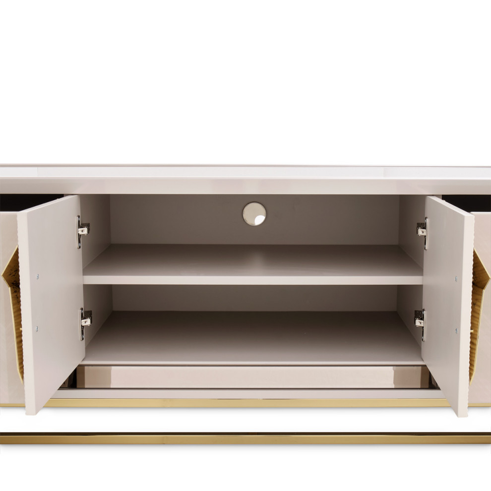 Carmela Media Cabinet Shimmering Ivory   Contemporary   Entertainment Centers And Tv Stands   by Michael Amini  Houzz