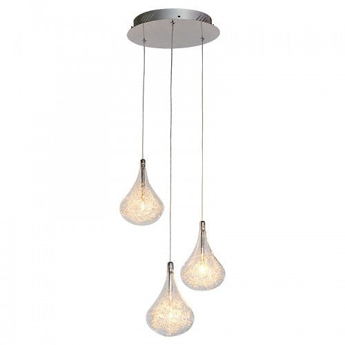 Febland LH52C/3 Pear Drop 3 Lamp Cluster Droplet Round Base Pendant Light