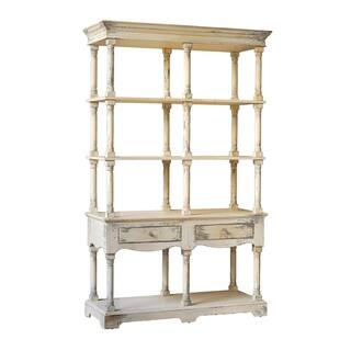 A  B Home 81.5 in. White Wood 4-shelf Accent Bookcase with Open Back 88634