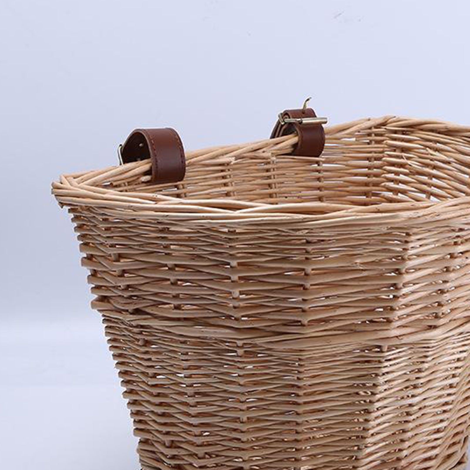 Bike Shaped Handlebar Basket Wicker Woven Tool Storage Handle Beige