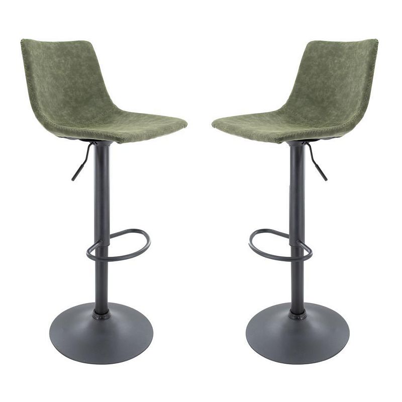 LeisureMod Tilbury Modern Adjustable Bar Stool With Footrest and 360-Degree Swivel Set of 2