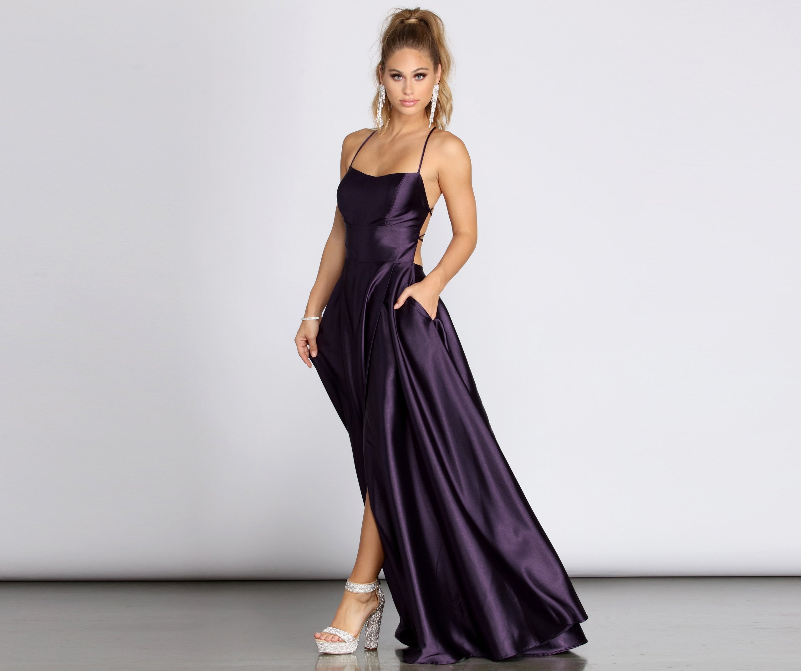 Anne Formal Lattice Satin Dress