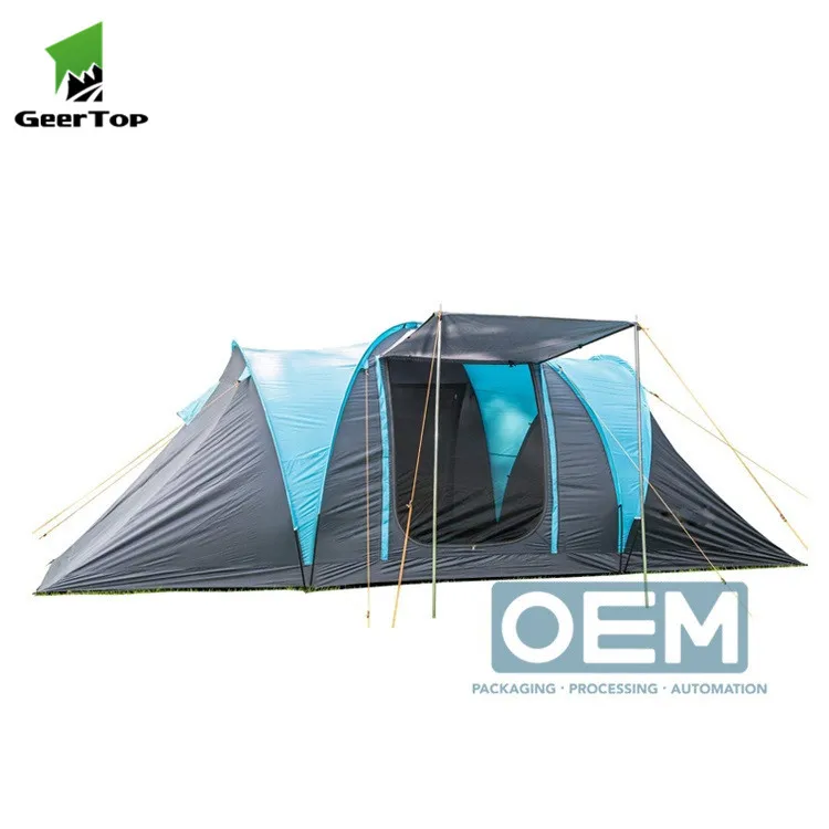 Geertop Double Layer Waterproof 2 room 6 person family outdoor camping tent