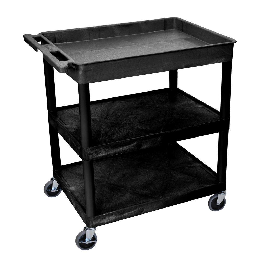 Luxor TC 32 in. 3-Shelf Utility Cart in Black TC122-B