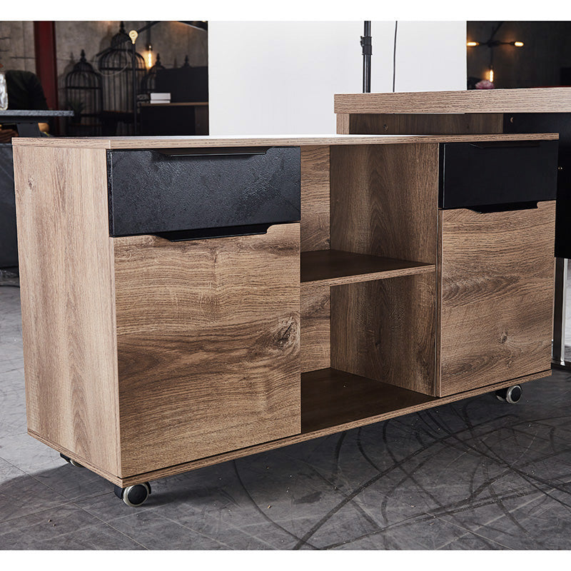 AFTAN Executive Desk with Pedestal & Left Mobile Return 180cm - Warm Oak & Black