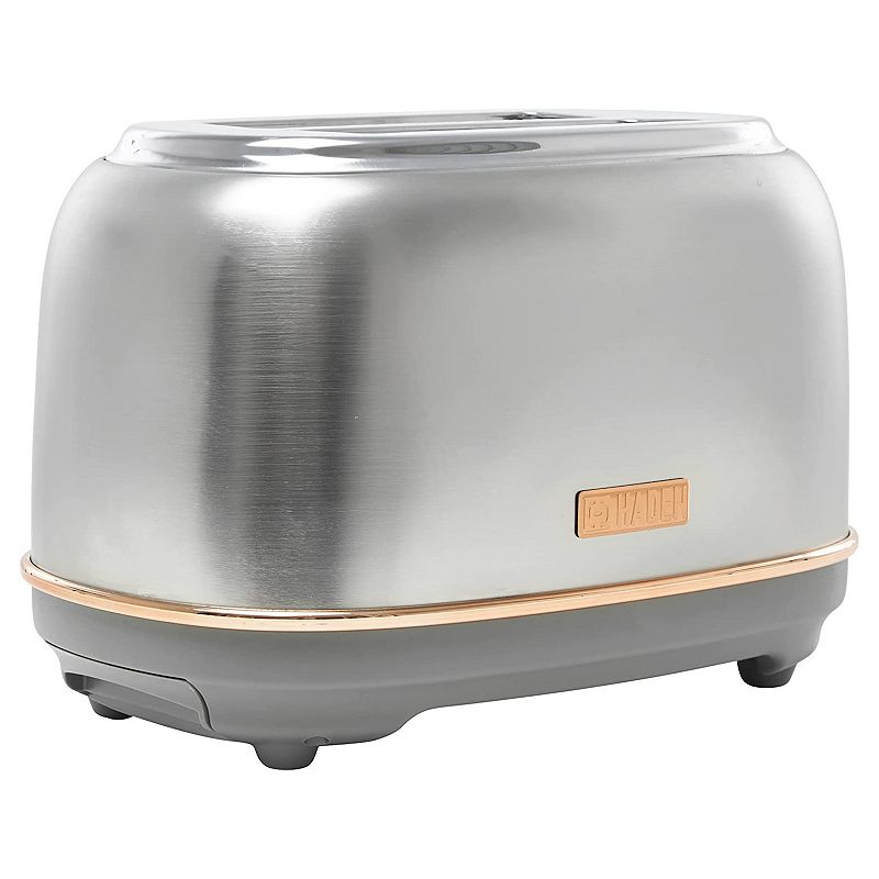 Haden Heritage 2 Slice Wide Slot Toaster with Removable Crumb Tray， Steel/Copper