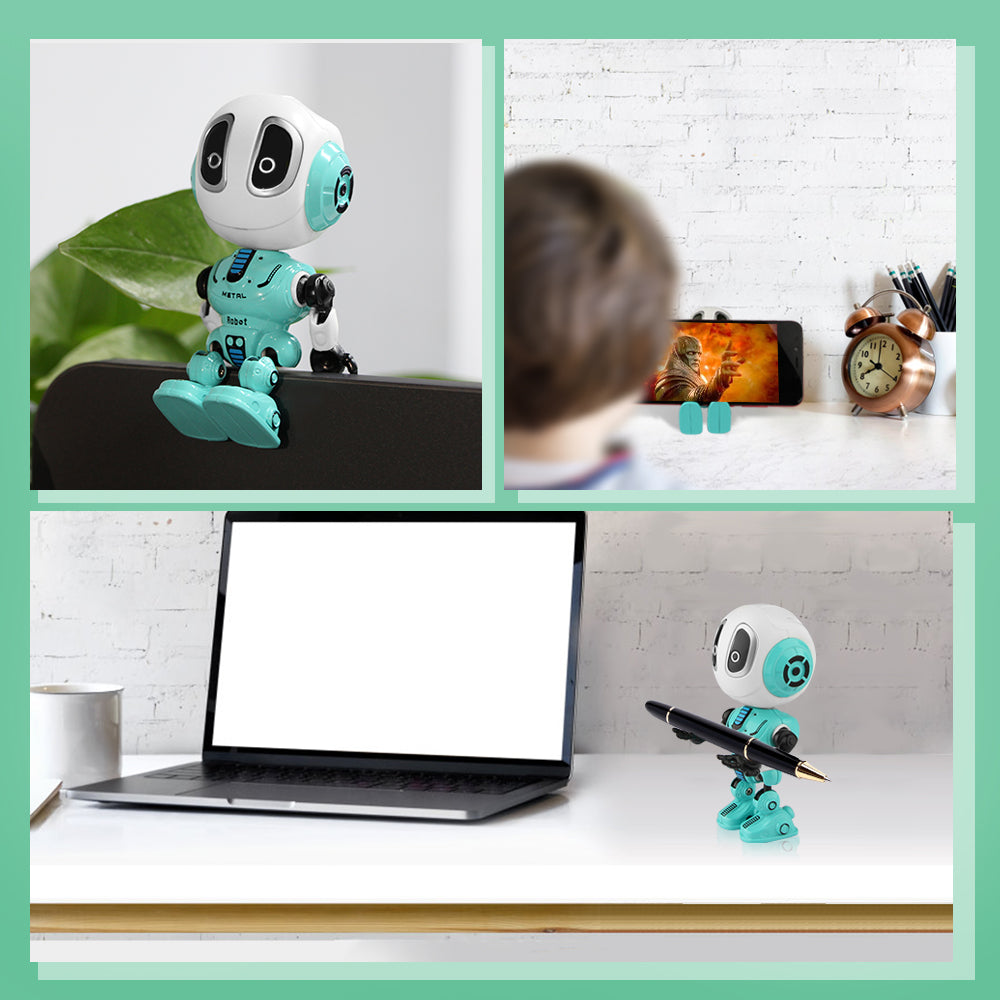 Growsly Rechargeable Talking Robots Toys for Kids - Metal Robot Kit with Sound and Touch Sensitive Led Eyes Flexible Body， Interactive Educational Gift Toys for 3 4 5 6 7 Year Old Boys， Girls Blue